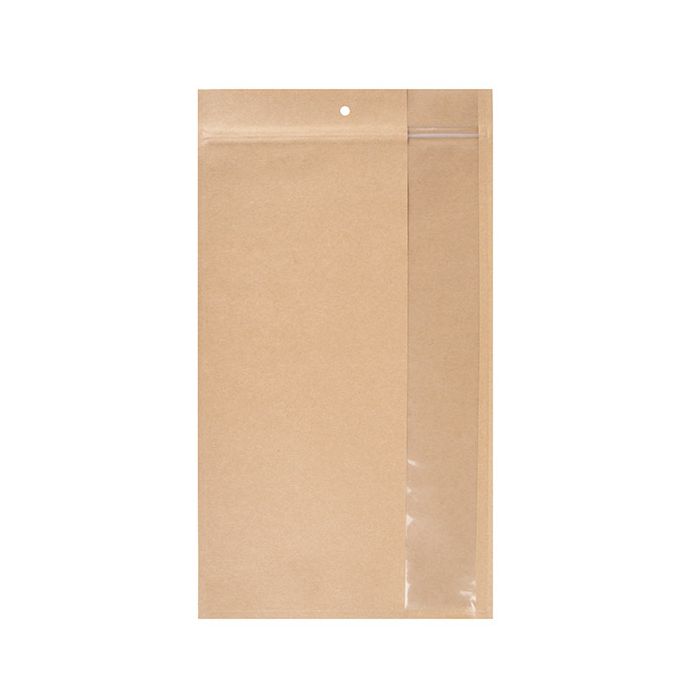 Grip Seal Bags Kraft With Vertical Window 17.8x30.5 cm (100 pieces) [HZBV8K]