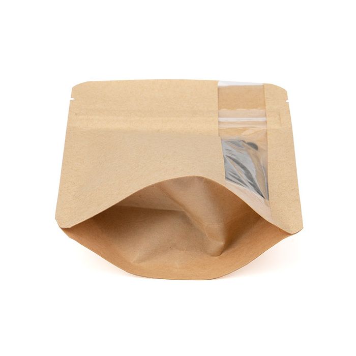 Stand Up Pouch w/ Vertical Window Kraft 10.2x6x15.2 cm (100 pieces) [ZBGV2K]