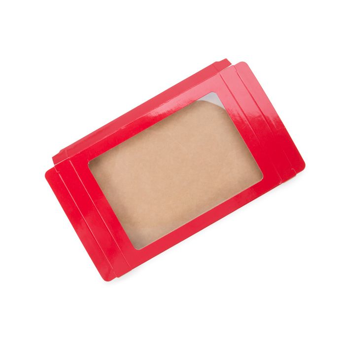 Kraft Gift Boxes with Window Red 12.5x1.5x16.8cm (25 pieces) [WGRG2]