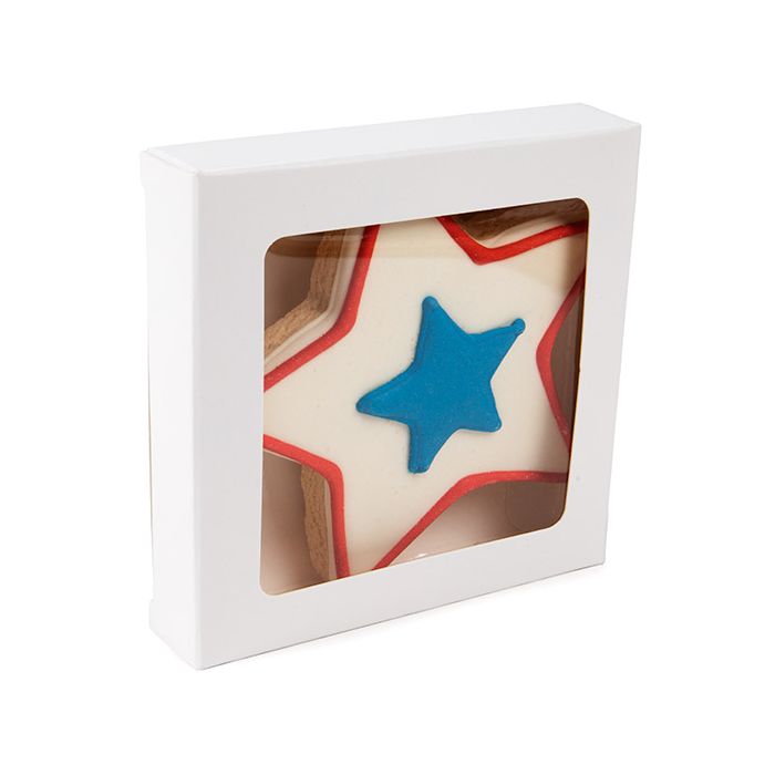 White Gift Boxes Window Box w/ attached window 10.5x2.2x10.5 cm (25 pieces) [WKRGW245]