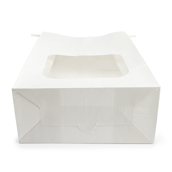 White Kraft Tin Tie Bag w/ Window 15,2x7x26,7cm (100 pcs) [TTW3W]