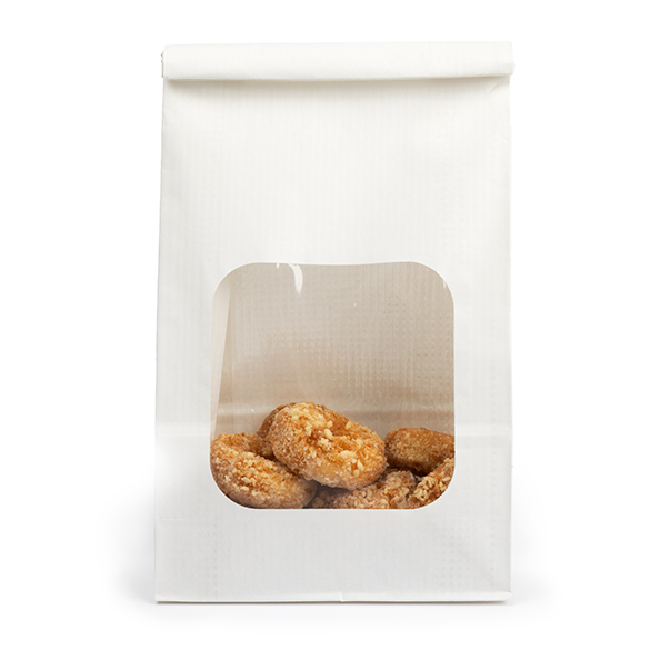 White Kraft Tin Tie Bag w/ Window 15,2x7x26,7cm (100 pcs) [TTW3W]