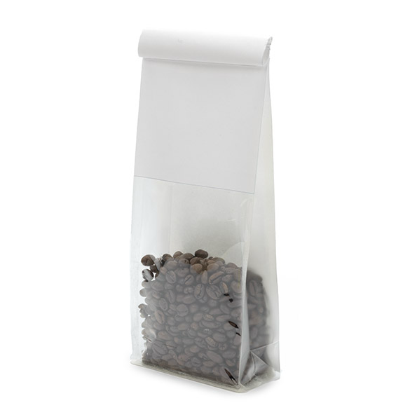 White Box Bottom Tin Tie Gusset Bag 8,9x6,4x25,4cm (100 pcs) [TTGB1W]