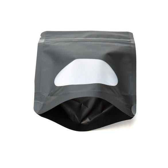 Stand Up Pouches Matt Black with oval Window 10x6x15cm | 57 grams (100 pieces) [ZBGO2MB]