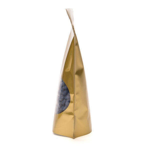 Stand Up Pouches Gold with oval Window 13x7x20.5cm | 113 grams (100 pieces) [ZBGO3G]