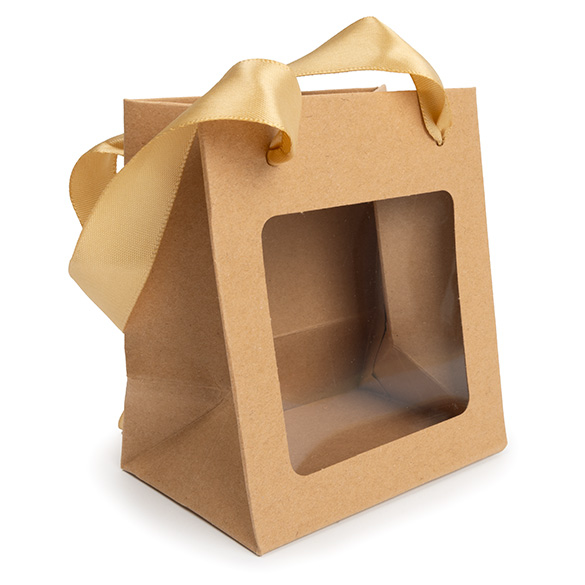 Kraft Gift Merchandise Bag w/ Window 10,2x7x11,4cm (10 pcs) [GMBW1K]