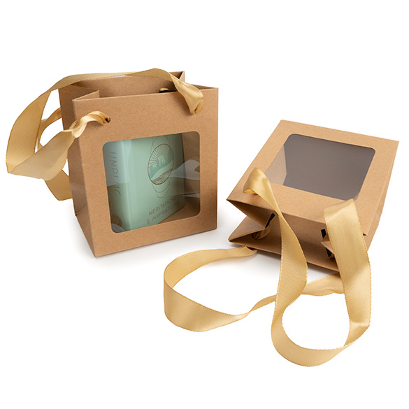 Kraft Gift Merchandise Bag w/ Window 10,2x7x11,4cm (10 pcs) [GMBW1K]
