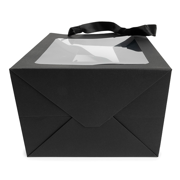 Black Gift Merchandise Bag w/ Window 17,8x12,7x24,9cm (10 pcs) [GMBW2B]