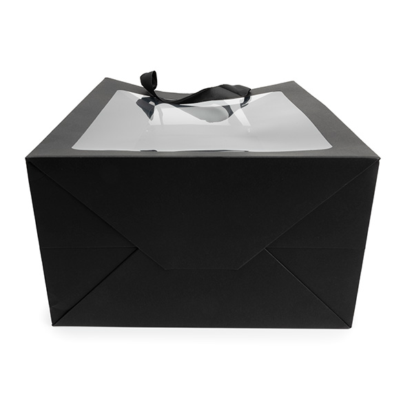Black Gift Merchandise Bag w/ Window 24,9x15,2x35,1cm (10 pcs) [GMBW3B]