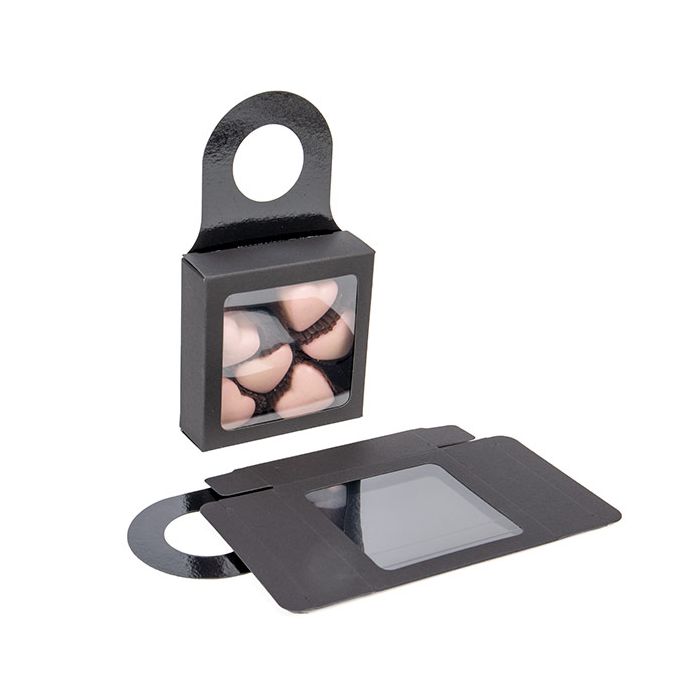 Black Kraft box with window 9x3x9 cm (25 pieces) [FS356B]