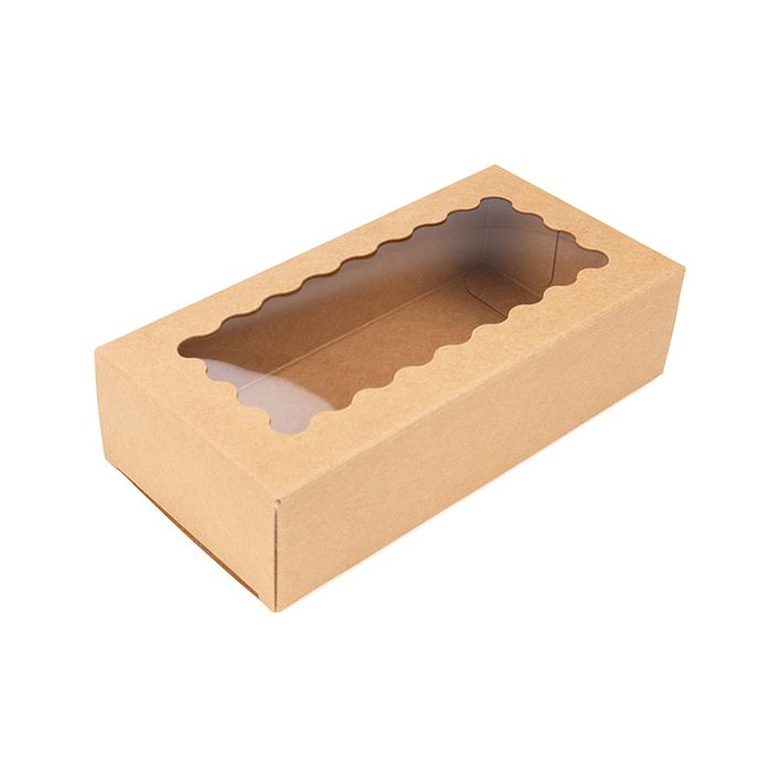 Kraft Boxes With Scalloped window 7x3,7x14 cm (25 pieces) [WKRG11]