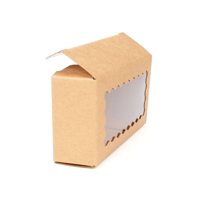 Kraft Boxes With Scalloped window 10,6x3x5,6 cm (25 pieces) [WKRG12]