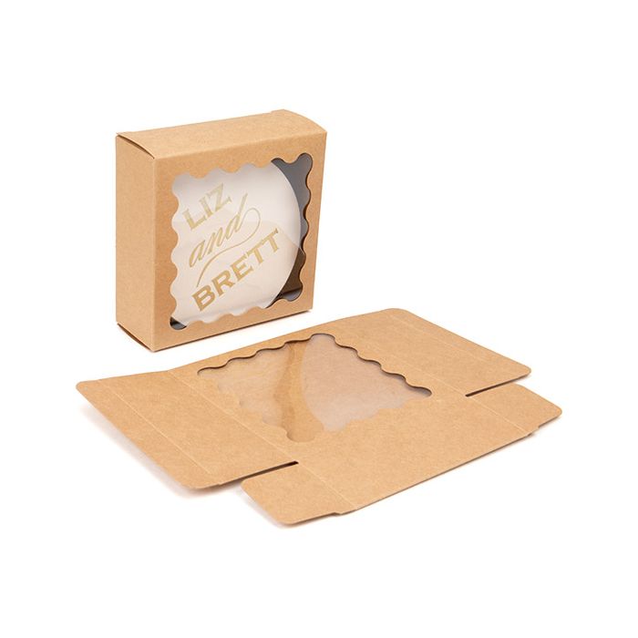 Kraft Boxes With Scalloped window 10,8x4,1x10,8 cm (25 pieces) [WKRG194]