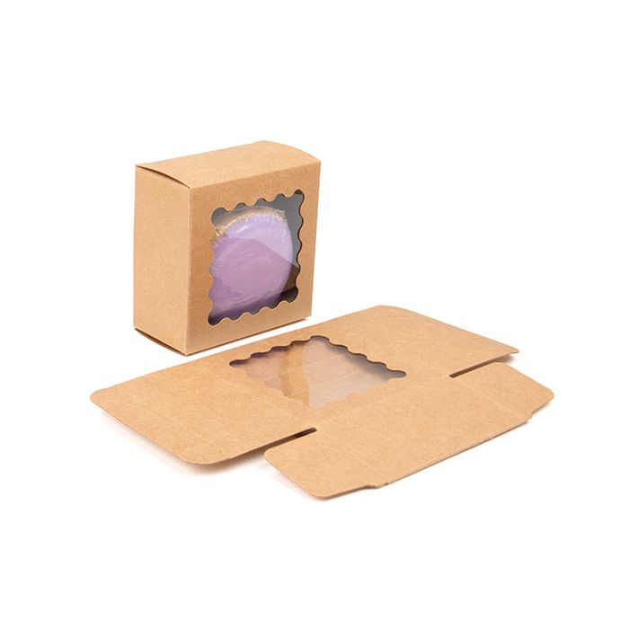 Kraft Boxes With Scalloped window 7x3,7x7 cm (25 pieces) [WKRG227]