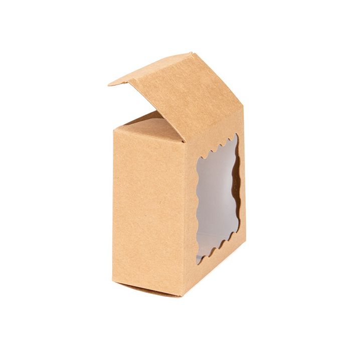 Kraft Boxes With Scalloped window 7x3,7x7 cm (25 pieces) [WKRG227]