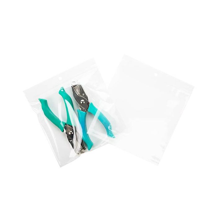 Grip Seal Bags with Hang hole 15x15cm Crystal Clear PP 75 micron