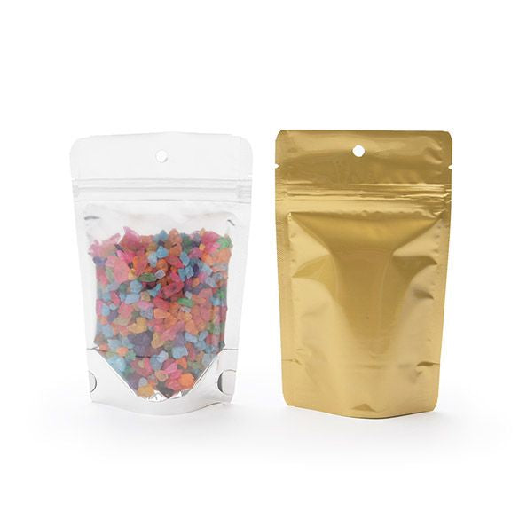 Stand Up Pouches Transparent/Gold 9.5x5.7x15.7cm | 57 grams (100 pieces) [ZBGG35]