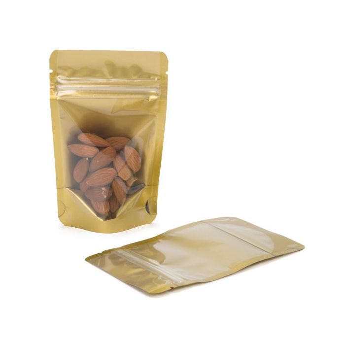 Stand Up Pouches Transparent/Gold 12x7.5x18.5cm | 114 grams (100 pieces) [ZBGGC46]