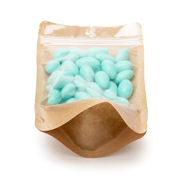 Stand Up Pouches Transparent/Kraft 13x8x20.5cm | 113 grams with round hang hole (100 pieces) [ZBGKC3H]