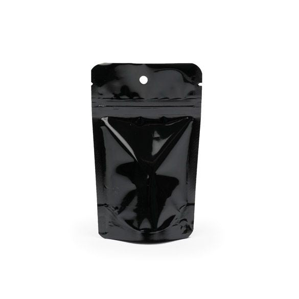 Stand Up Pouches Black 10x6x15cm | 57 grams with round hang hole (100 pieces) [ZBGM2BH]