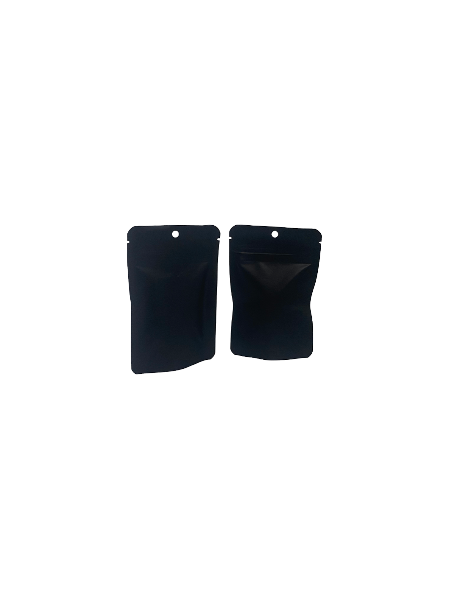 Stand Up Pouches Matt Black 8x5x13cm | 28 grams with hang hole (100 pieces) [ZBGM1MBH]