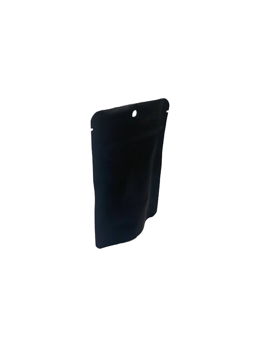 Stand Up Pouches Matt Black 8x5x13cm | 28 grams with hang hole (100 pieces) [ZBGM1MBH]