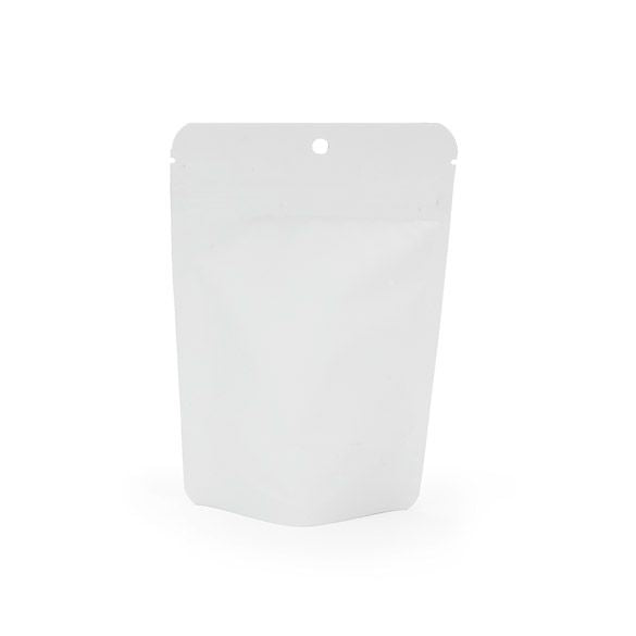 Stand Up Pouches Matt White 10.2x6x15.2cm | 57 grams with hang hole (100 pieces) [ZBGM2MWH]