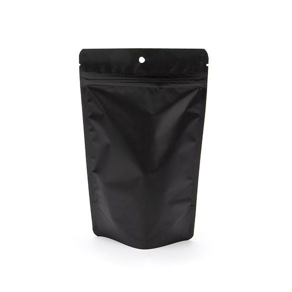 Stand Up Pouches Matt Black 13x7x20.5cm | 113 grams with hang hole (100 pieces) [ZBGM3MBH]