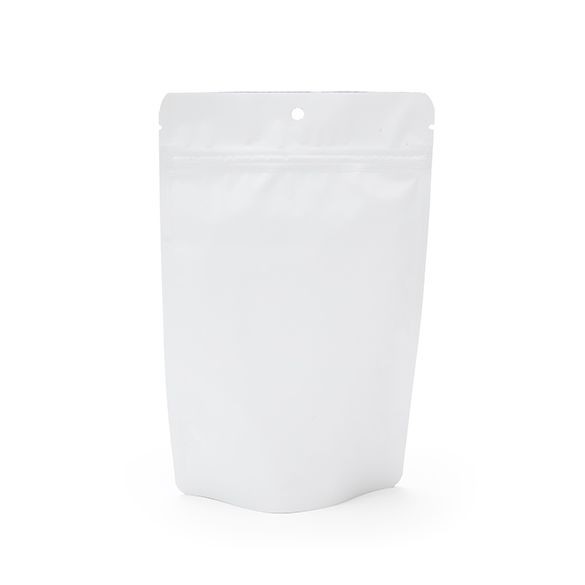 Stand Up Pouches Matt White 13x8x20.5cm | 113 grams with hang hole (100 pieces) [ZBGM3MWH]