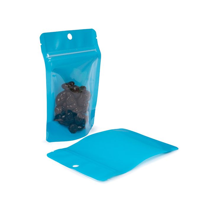 Stand Up Pouches Transparent/Neon Blue 10,2x6x15,2 cm (100 pieces) [ZBGN2BL]