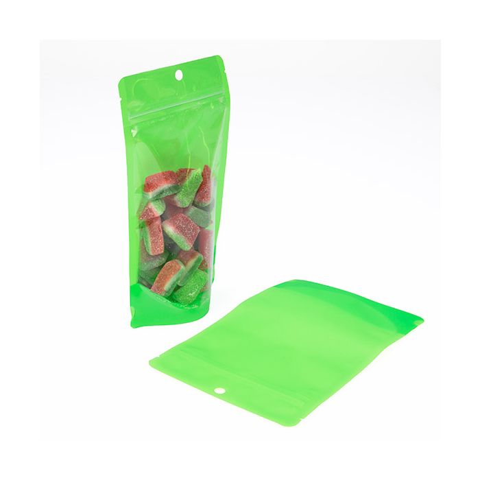 Stand Up Pouches Transparent/Neon Green 13x7,9x20,6 cm (100 pieces) [ZBGN3GR]