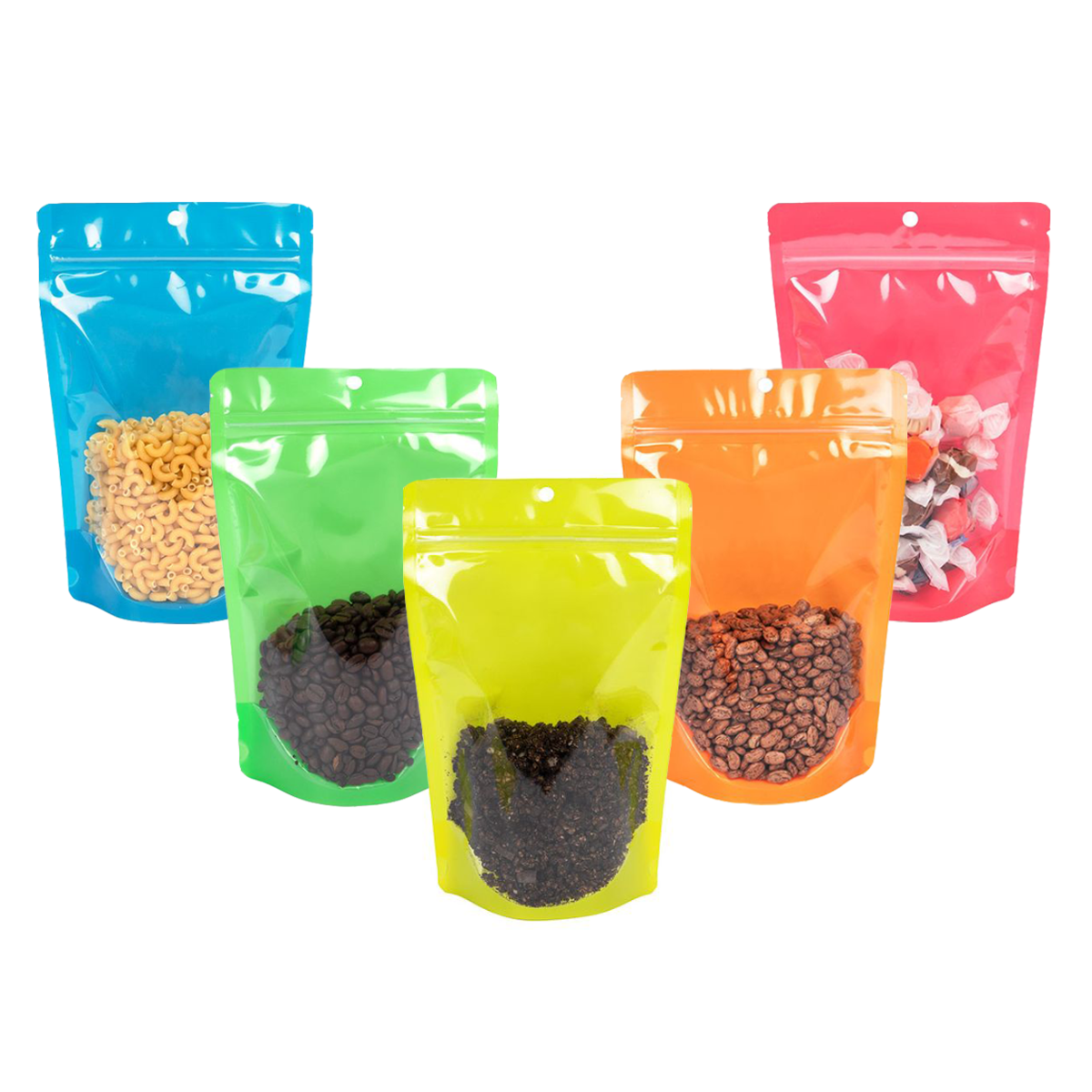 Stand Up Pouches Transparent/Neon Blue 10,2x6x15,2 cm (100 pieces) [ZBGN2BL]