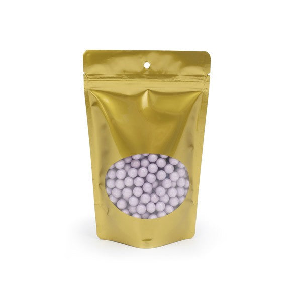 Stand Up Pouches Gold with oval Window 13x7x20.5cm | 113 grams (100 pieces) [ZBGO3G]