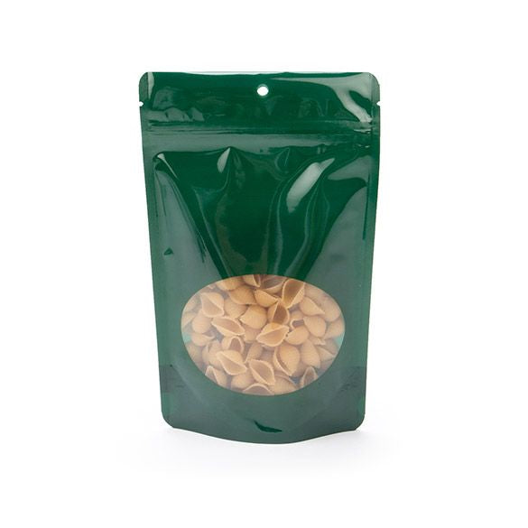 Stand Up Pouches Green with oval Window 13x7x20.5cm | 113 grams (100 pieces) [ZBGO3HG]