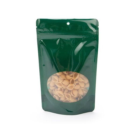 Stand Up Pouches Green with oval Window 13x7x20.5cm with hang hole | 113 grams (100 pieces) [ZBGO3HGH]