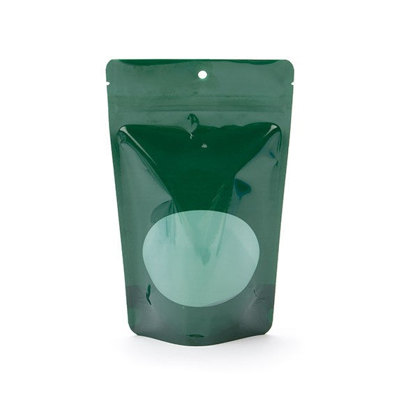 Stand Up Pouches Green with oval Window 13x7x20.5cm | 113 grams (100 pieces) [ZBGO3HG]
