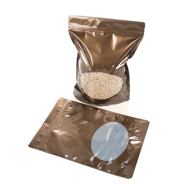 Stand Up Pouches Bronze with oval Window 21x9x29cm | 510 grams (100 pieces) [ZBGO5BZ]