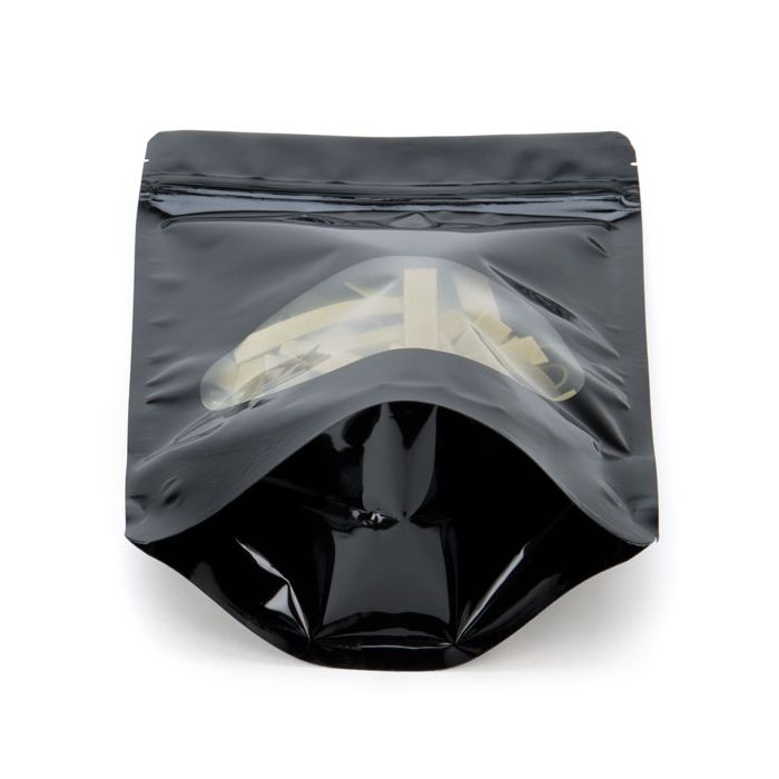 Stand Up Pouches Black with oval Window 15x9x23.2cm | 312 grams (100 pieces) [ZBGO7B]