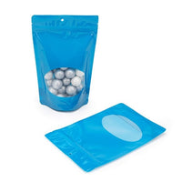 Stand Up Pouches Blue with oval Window 14.9x8.9x23.2cm | 312 grams with round hang hole
