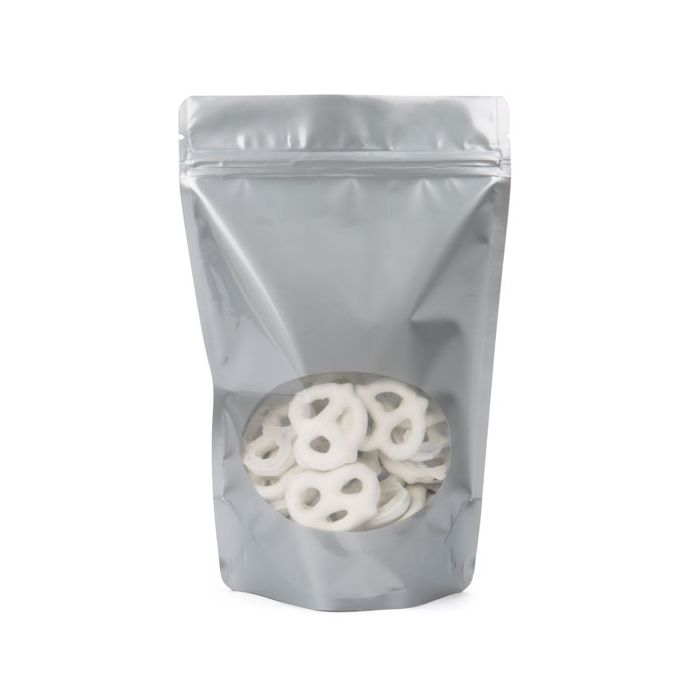 Stand Up Pouches Silver with oval Window 15x9x23.2cm | 312 grams (100 pieces) [ZBGO7S]