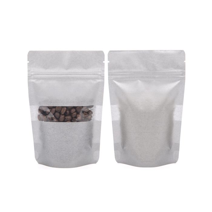 Stand Up Pouches Rice Paper Silver with Window 13x8x20.5cm | 113 grams (100 pieces) [ZBGR3S]