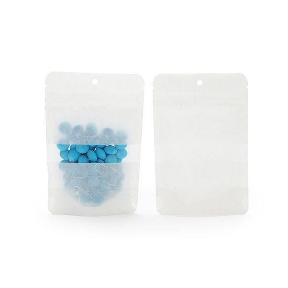 Stand Up Pouches Rice Paper White 10.2x6x15.2cm with hang hole (100 pieces) [ZBGR2WH]