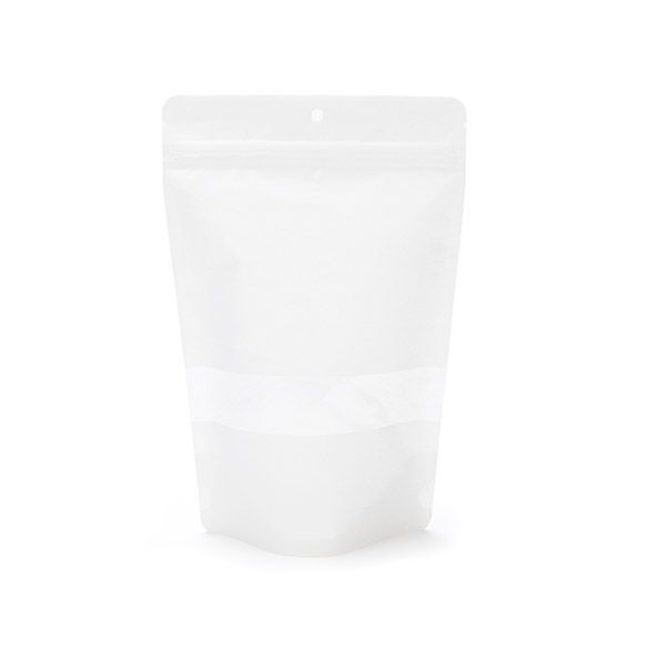 Stand Up Pouches Rice Paper White 15x9x23.2cm | 312 grams with hang hole (100 pieces) [ZBGR7WH]