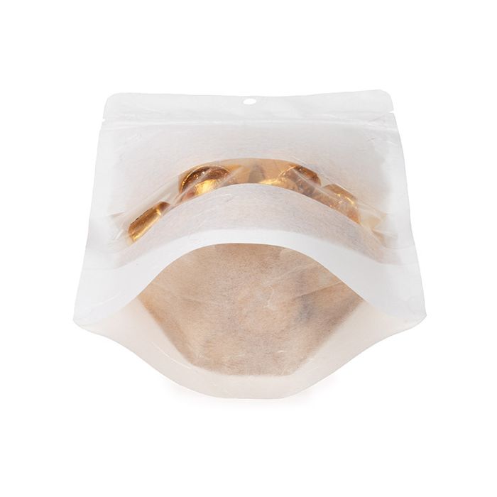 Eco Friendly Stand Up Pouches Rice Paper White With Rectangle window With Hanghole 13x7,9x20,6 cm (100 pieces) [ZBGRC3W]
