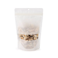 Eco Friendly Stand Up Pouches Rice Paper White With Rectangle Window With Hanghole 14,9x8,9x23,2 cm