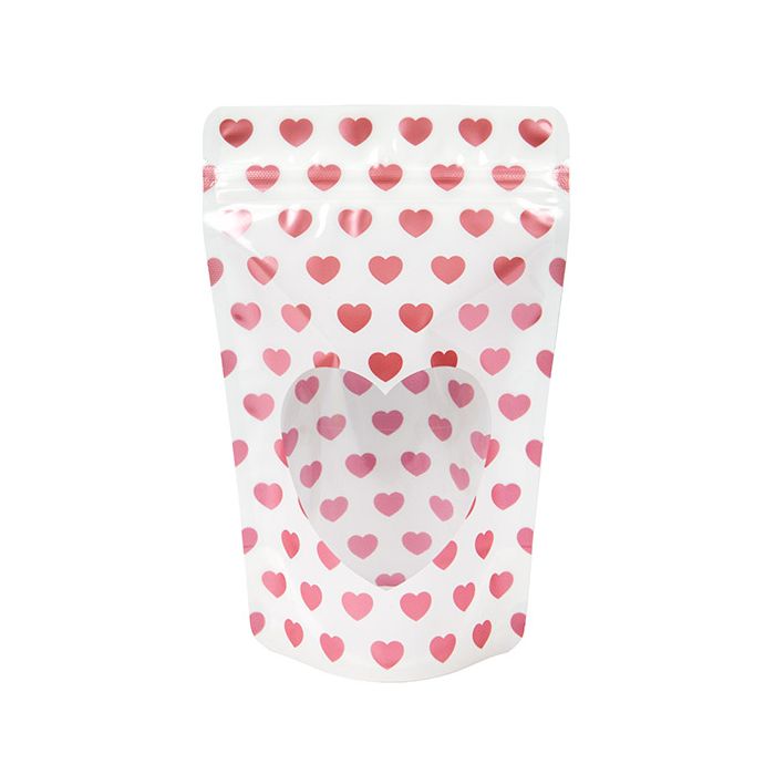 Stand Up Pouches White With Hearts 13x7,9x20,6 cm (25 pieces) [ZBGSW3MH]