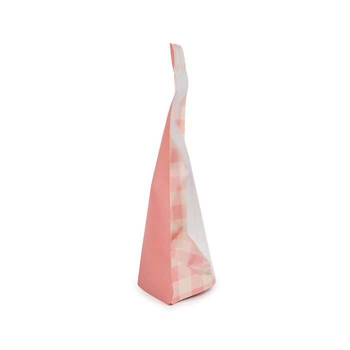 Stand Up Pouches Kraft Transparent/Pastel Pink Plaid 13x7,9x20,6 cm (25 pieces) [ZBGSW3PP]