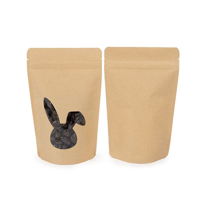 Stand Up Pouches Kraft With Rabbit Window 13x7,9x20,6 cm (25 pieces) [ZBGSW3R]
