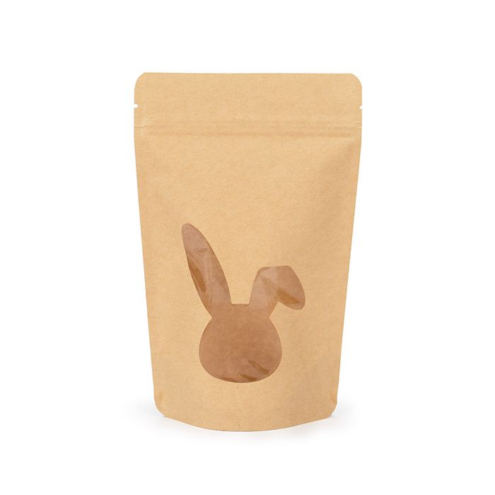 Stand Up Pouches Kraft With Rabbit Window 13x7,9x20,6 cm (25 pieces) [ZBGSW3R]