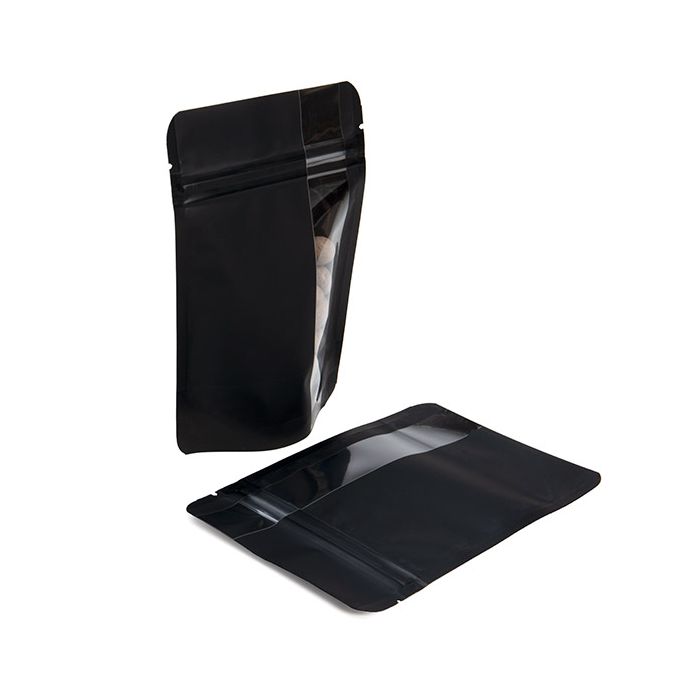 Stand Up Pouches Matte Black With Vertical Window 10,2x6x15,2 cm (100 pieces) [ZBGV2MB]
